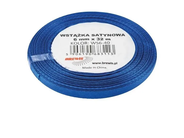 Brewis, wstążka satynowa, niebieska, 6mmx32m