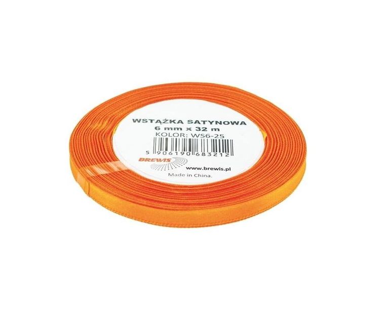 Brewis, wstążka satynowa, pomarańczowa, 6mmx32m