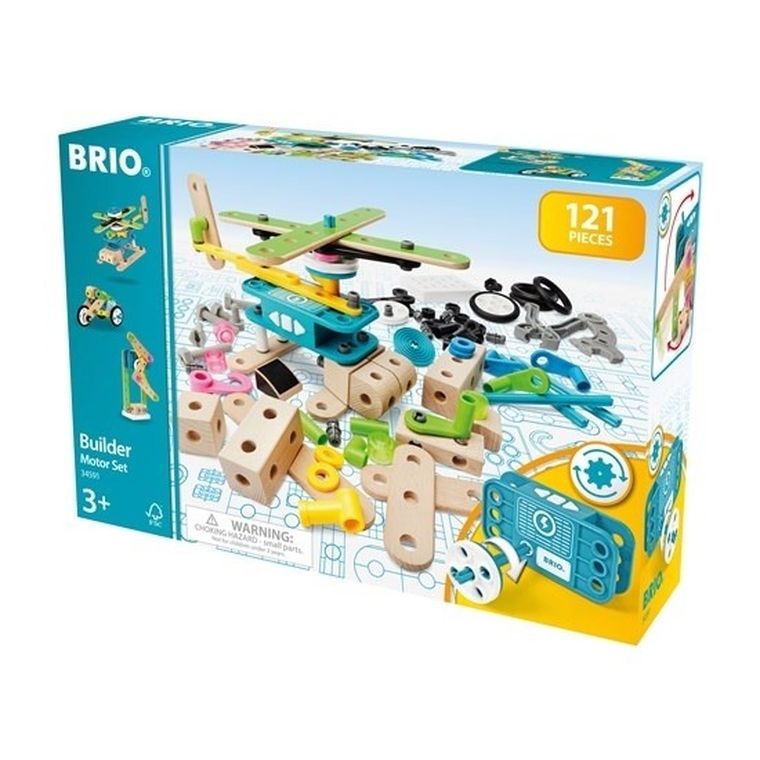 Brio Builder, Zestaw z silniczkiem, klocki konstrukcyjne, 120 elementów