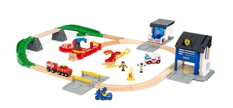 Brio World, Deluxe, Straż pożarna i policja, kolejka drewniana