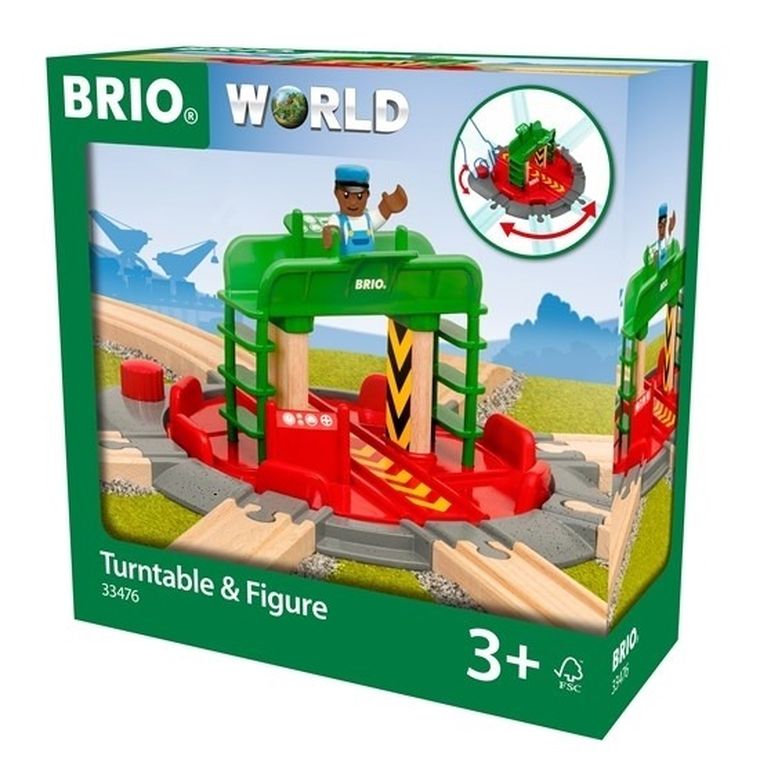 Brio World, Obrotnica kolejowa z figurką, zabawka drewniana