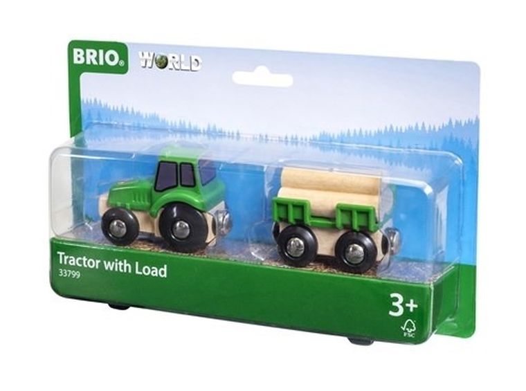 Brio World, Traktor z przyczepą i drewnem, zabawka drewniana