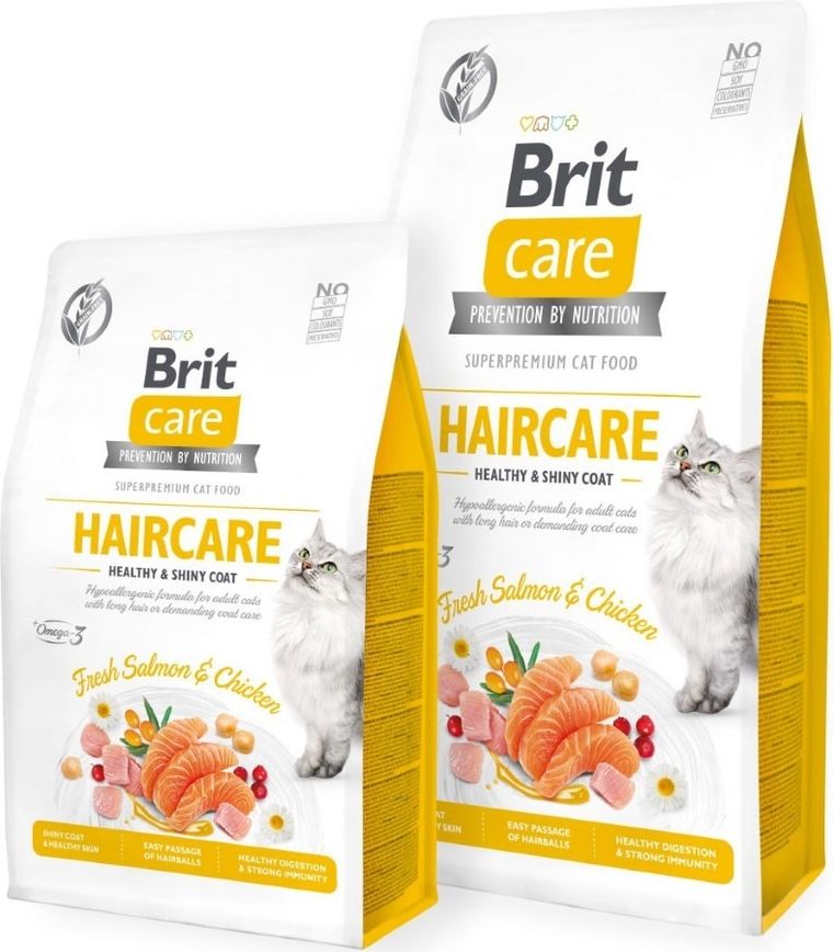Brit Care, Cat Grain-Free, Haircare, karma dla kotów, łosoś, kurczak, 2 kg
