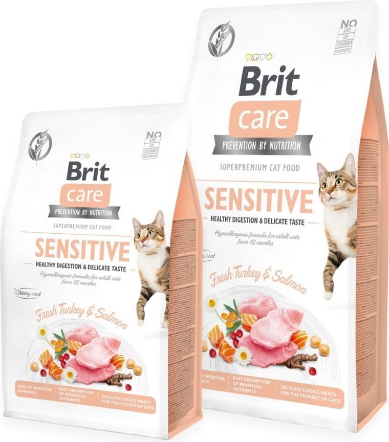 Brit Care, Cat Grain-Free, Sensitive, karma dla kotów, indyk, łosoś, 400g