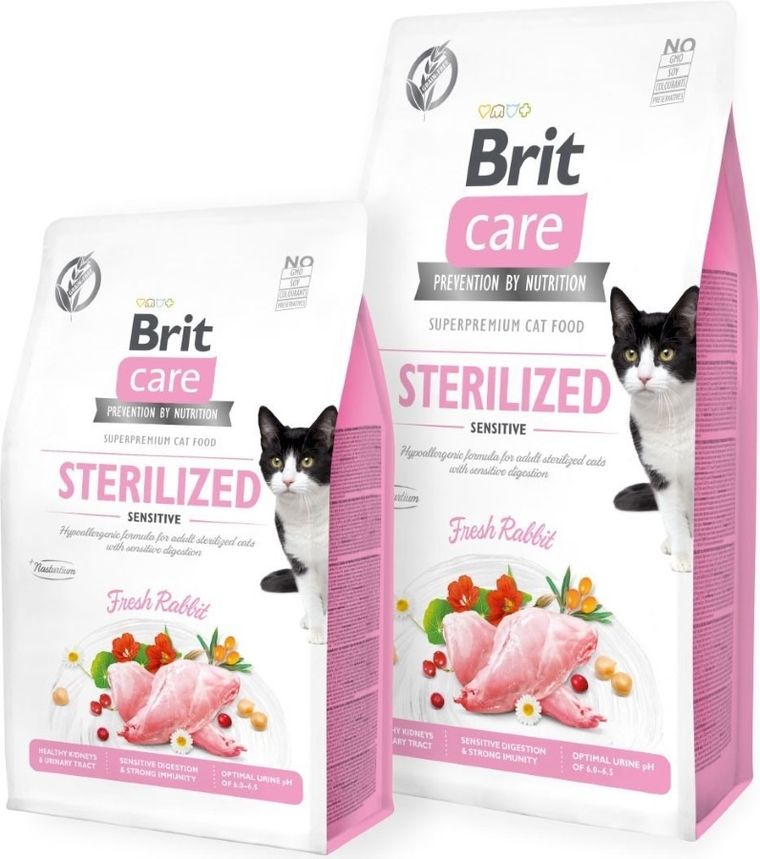 Brit Care, Cat Grain-Free, Sterilized, Sensitive, karma dla kotów, królik, 400g