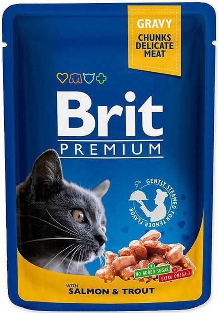 Brit Premium, Family Plate Chunks, Gravy Chunks, Adult, mokra karma dla kota, 12-100g