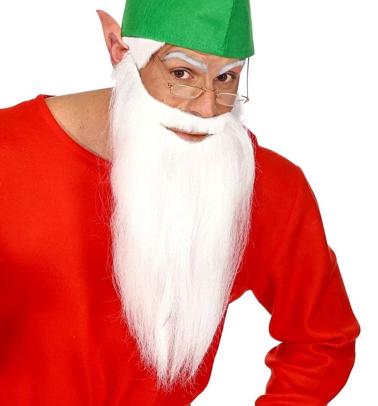 Broda z wąsami, długa, biała