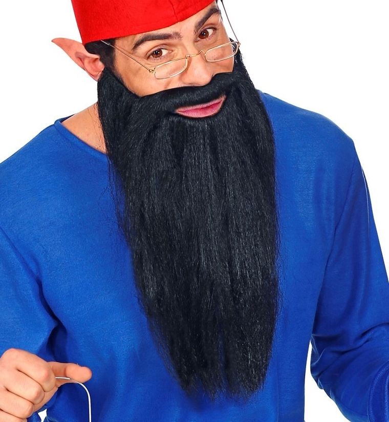 Broda z wąsami, długa, czarna