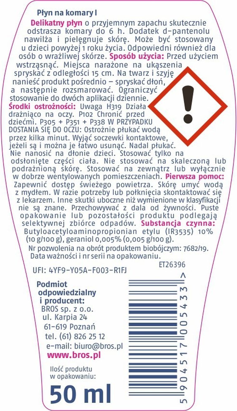 Bros, płyn na komary dla dzieci, 50 ml