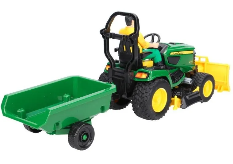 Bruder, John Deere, pojazd traktorek z kosiarką i figurką
