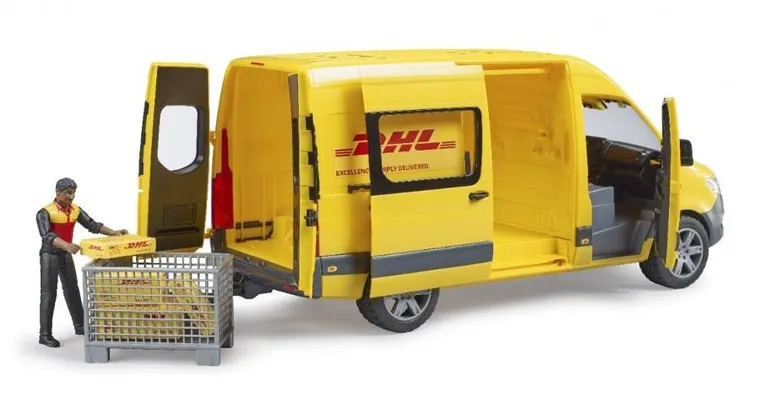 Bruder, MB Sprinter DHL bus, samochód z figurką i akcesoriami