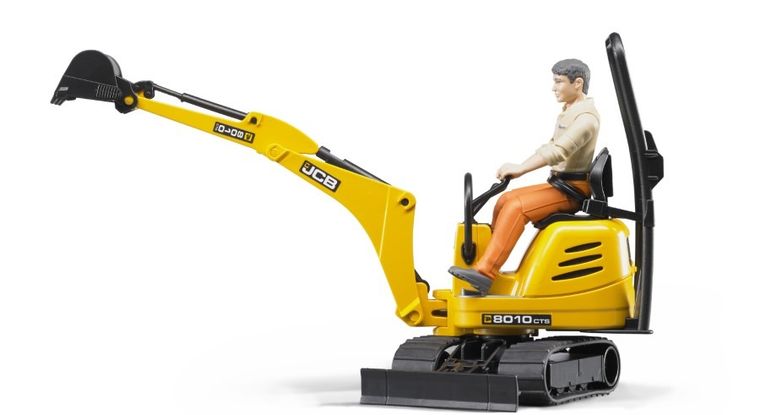 Bruder, Mikrokoparka JCB 8010 CTS z figurką pracownika budowlanego