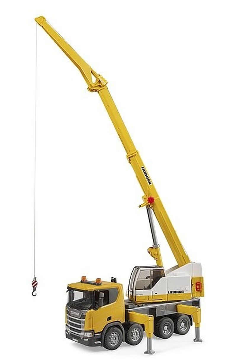 Bruder, Scania Super 560R Liebherr, Ciężarówka z dźwigiem, model pojazdu, światło i dźwięk