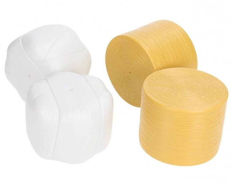 Bruder, sprasowane bele siana, biała, żółta