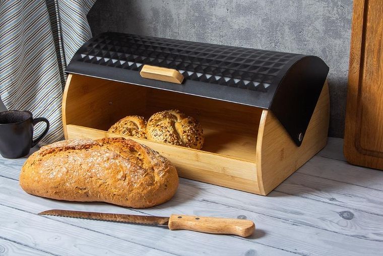 Brunbeste, chlebak bambusowy z nożem do pieczywa, czarny, 2773