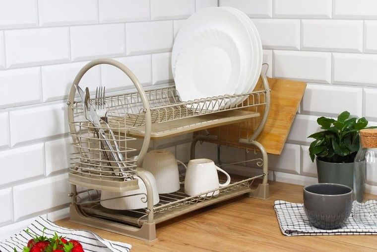 Brunbeste, suszarka do naczyń z ociekaczem i tacą, dwupoziomowa, 4029