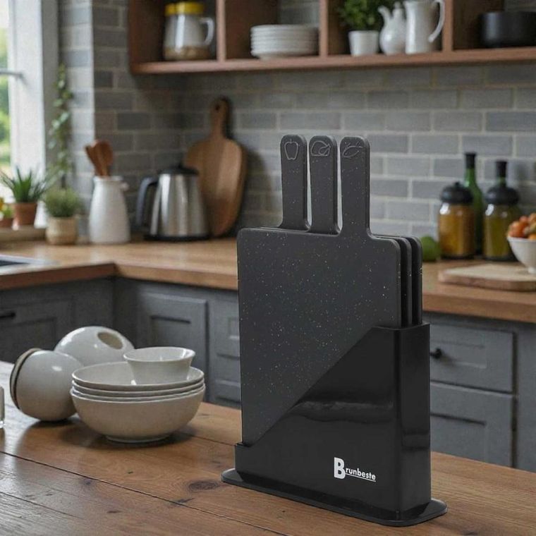 Brunbeste, zestaw 4 desek kuchennych w stojaku