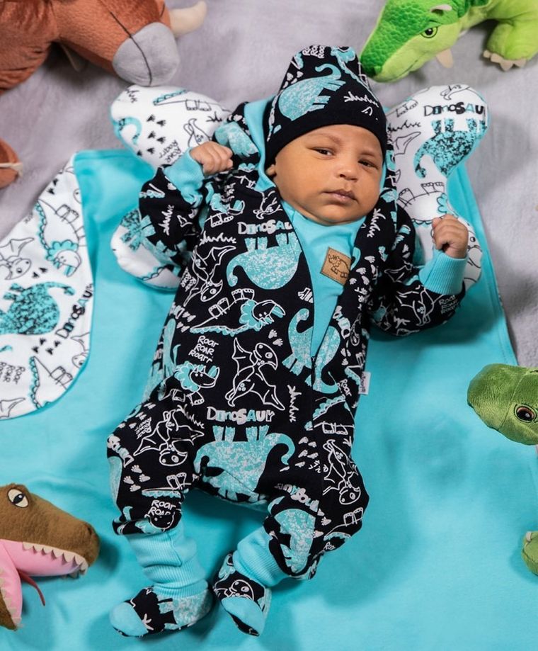 Buciki niechodki chłopięce, turkusowo-czarne, Nicol