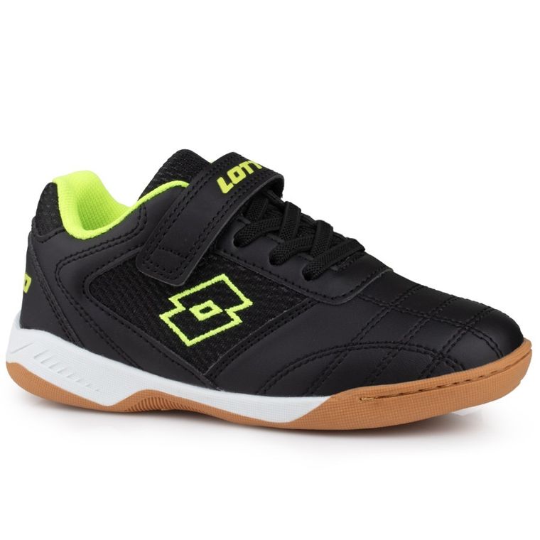 Buty piłkarskie chłopięce, halowe, czarne, Lotto