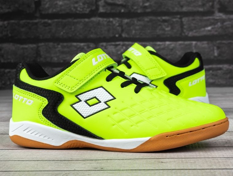Buty piłkarskie dziecięce, halowe, żółte, Lotto Dasher