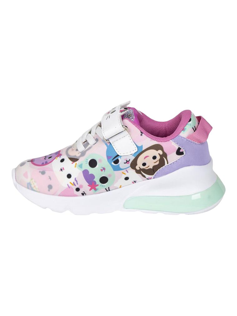 Buty sportowe dziewczęce, białe, świecąca podeszwa, Koci Domek Gabi, Cerda