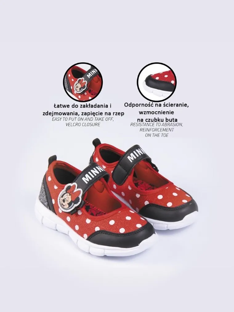Buty sportowe dziewczęce, czerwone, Myszka Minnie, Cerda