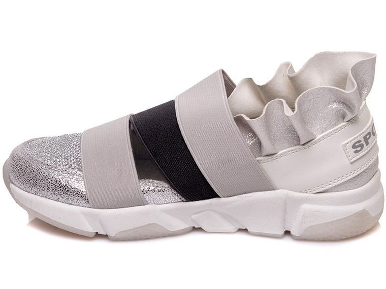 Buty sportowe dziewczęce, srebrne, Weestep