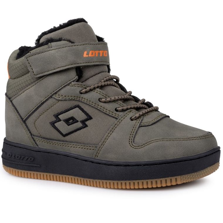 Buty zimowe dziecięce, ocieplane, khaki, Lotto