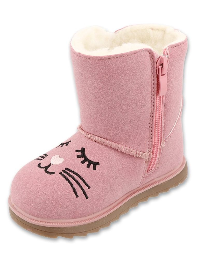 Buty zimowe dziewczęce ze skórą naturalną, ocieplane, różowe, Befado