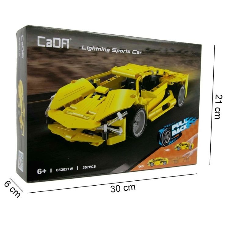 Cada, Lightning Sports Car z napędem Pull-back, klocki konstrukcyjne, pojazd, 357 elementów