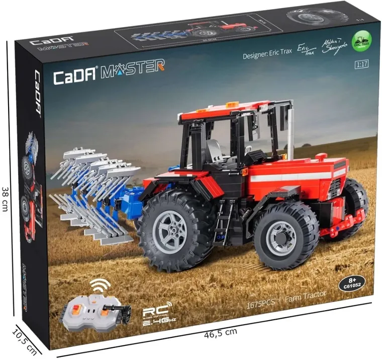 Cada, Traktor, klocki konstrukcyjne, pojazd zdalnie sterowany, 1675 elementów