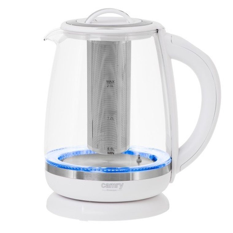 Camry, czajnik szklany z zaparzaczem oraz regulacją temperatury, 2l, 60–100°C