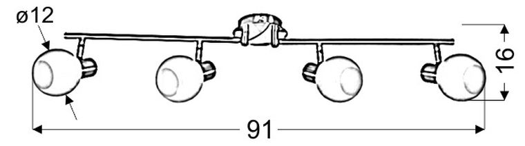 Candellux Lighting, Avila listwa, 4-40W E14, mosiądz, lampa sufitowa