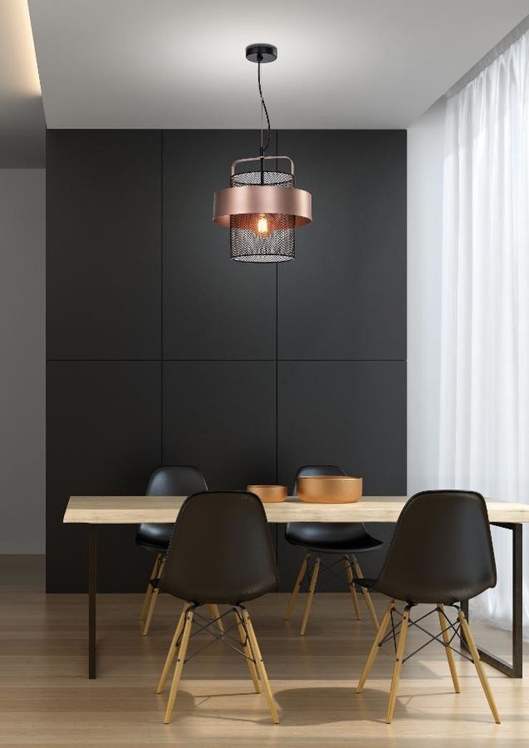 Candellux Lighting, Fiba, czarny, 1-40W, E27, klosz miedziano-czarny, lampa wisząca