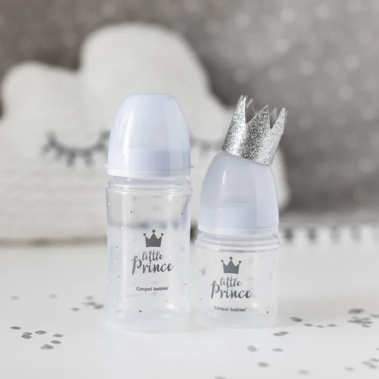 Canpol babies, Easy Start, Royal Baby, butelka szeroka antykolkowa, niebieska, 120 ml