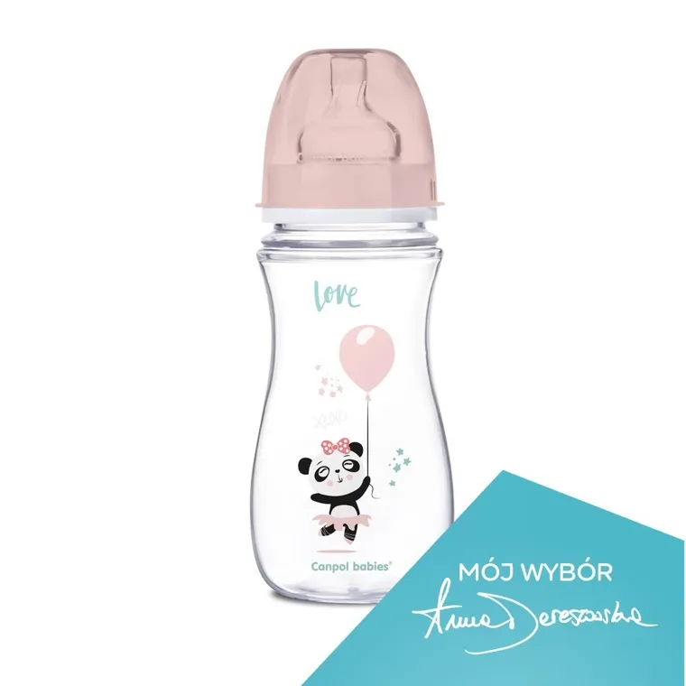 Canpol babies, Easystart, butelka szerokootworowa antykolkowa, Toys, róż, 300 ml