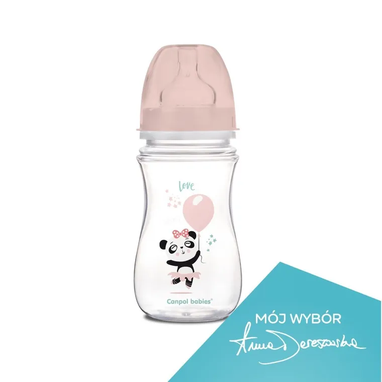 Canpol babies, EasyStart, Exotic Animals, butelka antykolkowa, różowa, 3m+, 240 ml