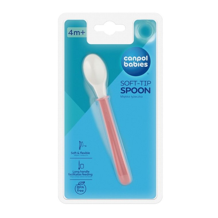 Canpol babies, elastyczna łyżeczka z długim uchwytem, różowa