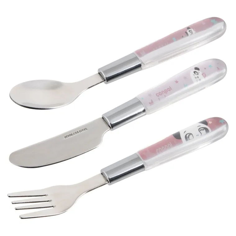 Canpol babies, Exotic Animals, zestaw sztućców ze stali nierdzewnej, róż