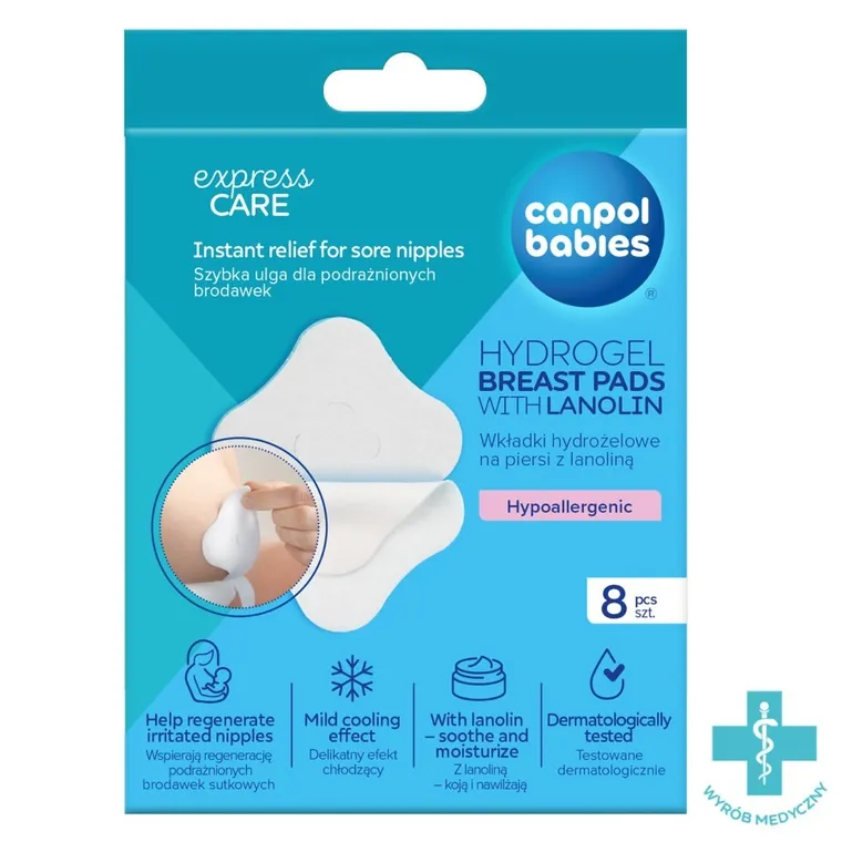 Canpol babies, hydrożelowe wkładki na pierś z lanoliną, 8 szt.