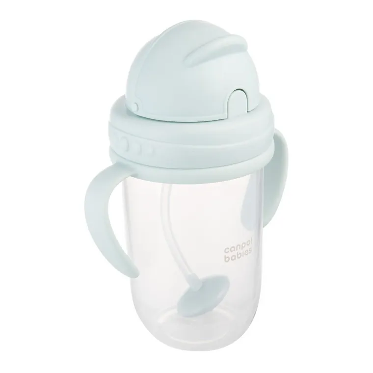 Canpol babies, kubek niekapek, z rurką i odważnikiem, zielony, 270 ml