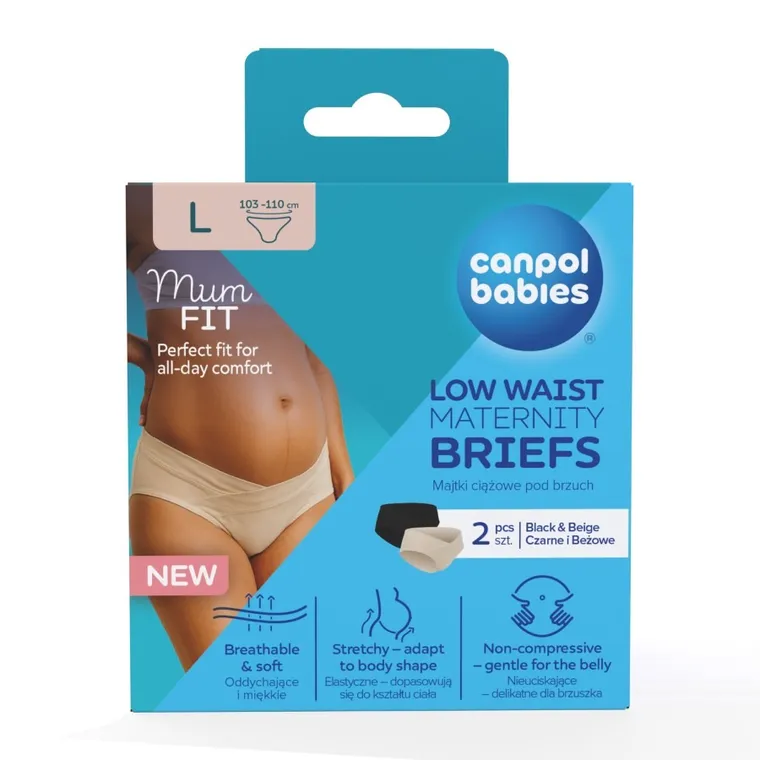 Canpol babies, Mum fit, majtki ciążowe pod brzuch, rozmiar L, 2 szt.