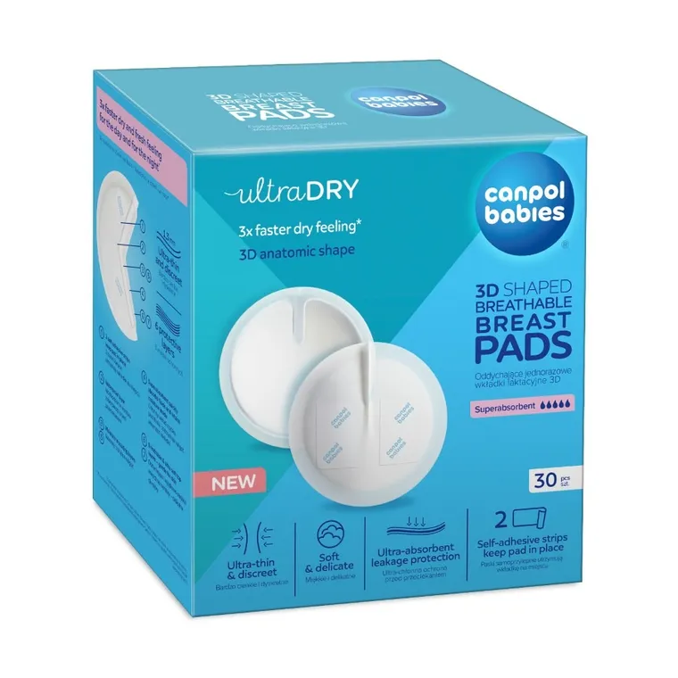 Canpol babies, oddychające ultrachłonne wkładki laktacyjne 3D, 30 szt.
