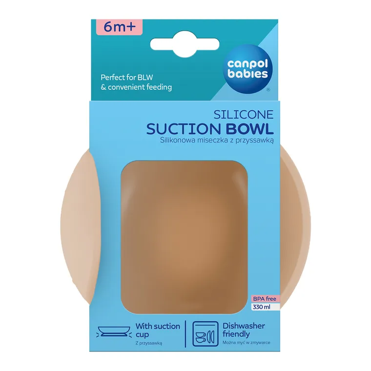 Canpol babies, silikonowa miseczka z przyssawką, beige, 330 ml