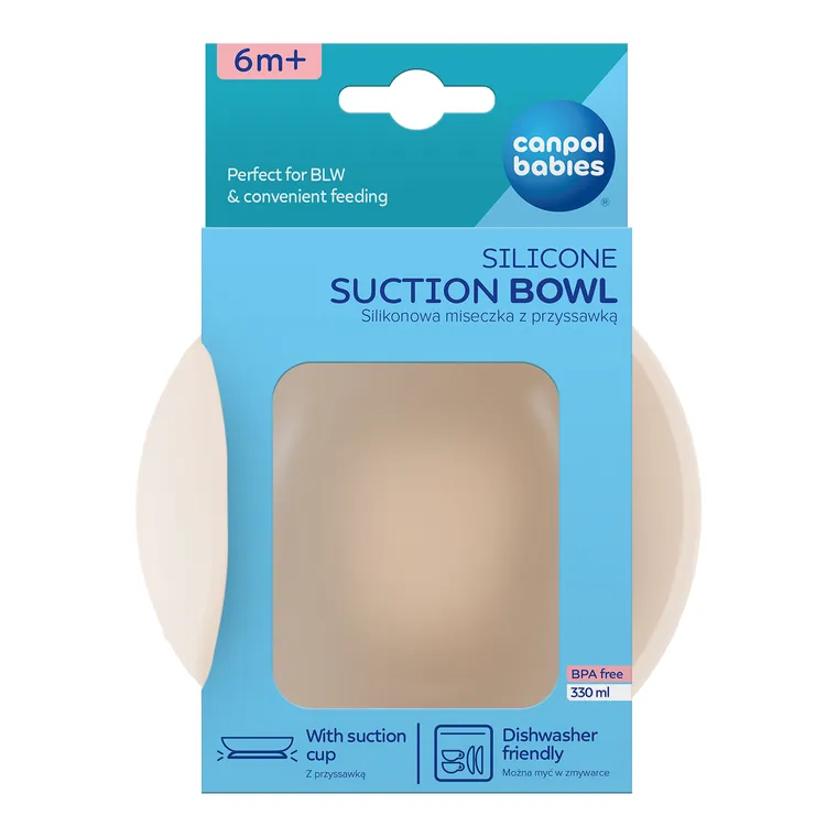 Canpol babies, silikonowa miseczka z przyssawką, creme, 330 ml