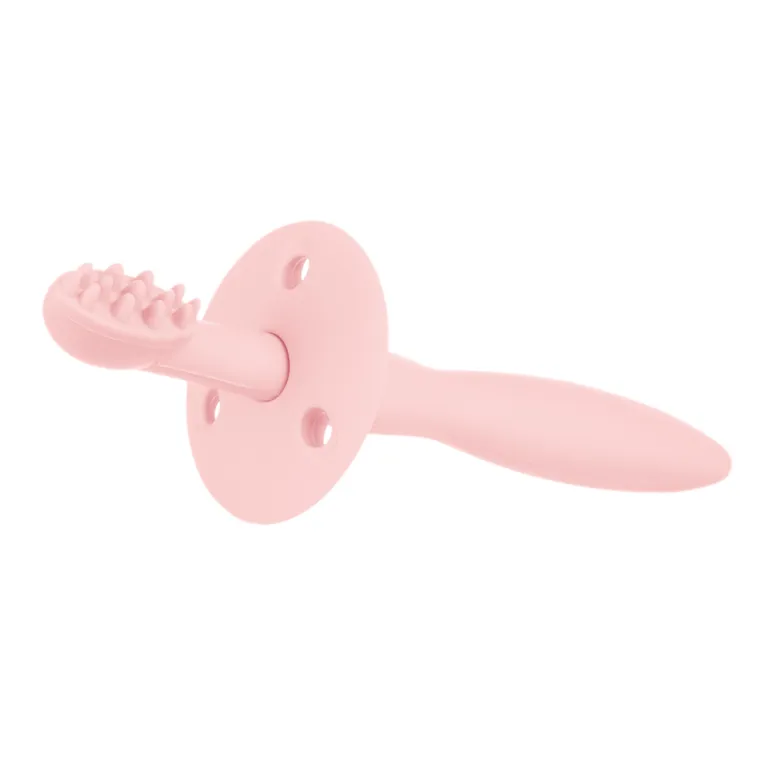 Canpol babies, silikonowa szczoteczka, gryzaczek z ogranicznikiem, różowa