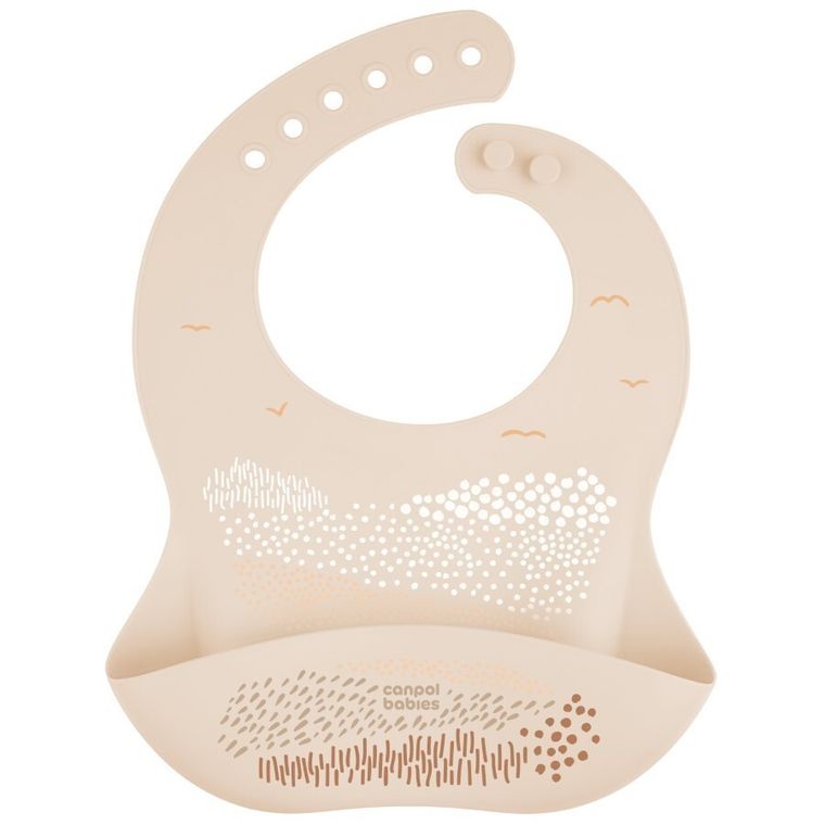 Canpol babies, śliniak silikonowy z kieszonką, creme