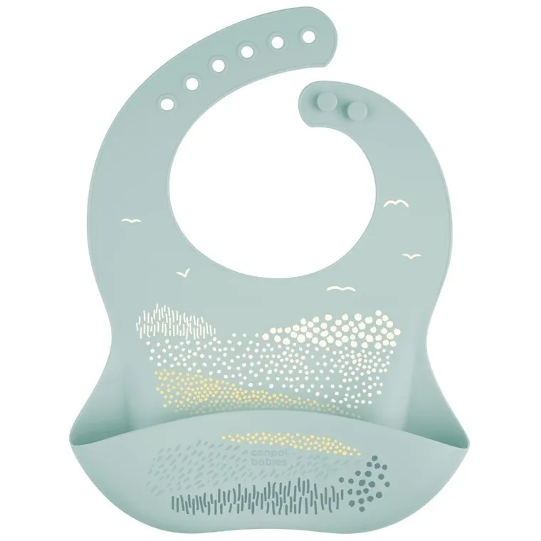 Canpol babies, śliniak silikonowy z kieszonką, green