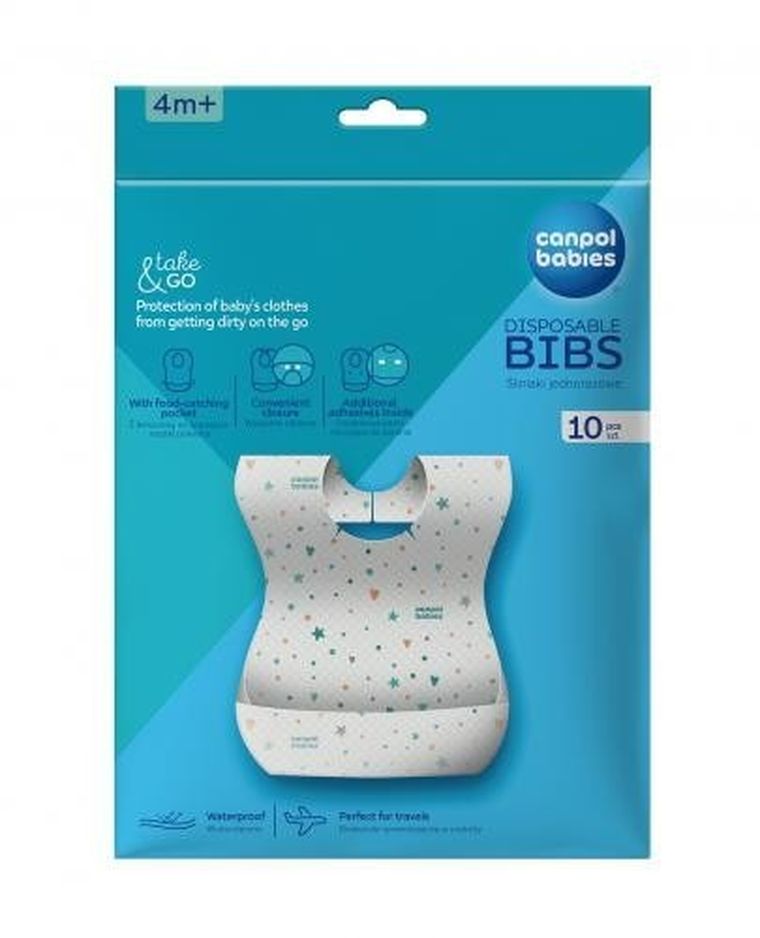 Canpol babies, śliniaki jednorazowe z kieszonką, wodoodporne, 10 szt.