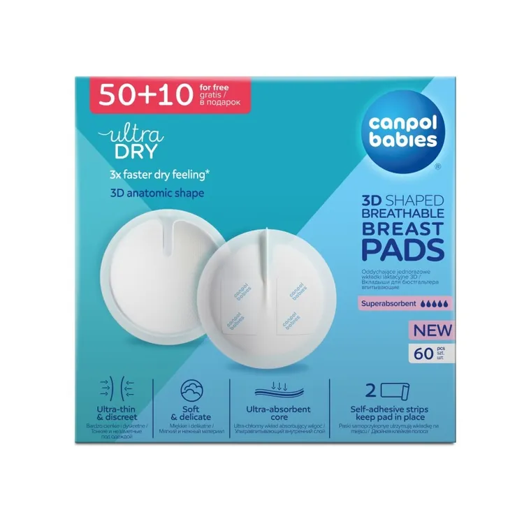 Canpol babies, wkładki laktacyjne z paskiem samoprzylepnym - wyrób medyczny, 60 szt.